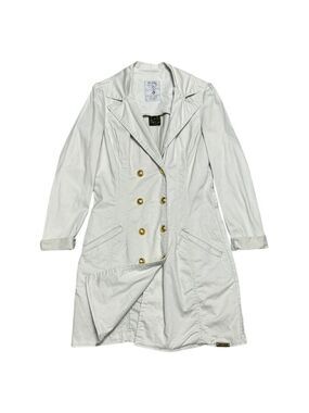 VIA UNICA Cotton Khaki Cargo Long Spring Fall Business Casual Jacket Coat Small